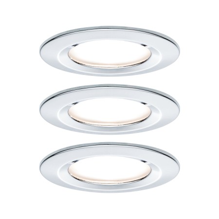 Iluminare generală - Set spoturi încastrabile Nova rotunde, fixe LED IP44 3x6,5W 230V GU10 51mm crom, flux luminos variabil în 3 pași