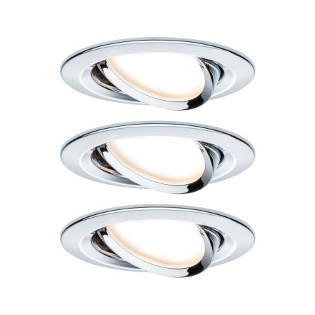 Spoturi incastrabile - Set spoturi încastrabile Nova rotunde, orienatbile LED IP44 3x6,5W 230V GU10 51mm crom, flux luminos variabil în 3 pași