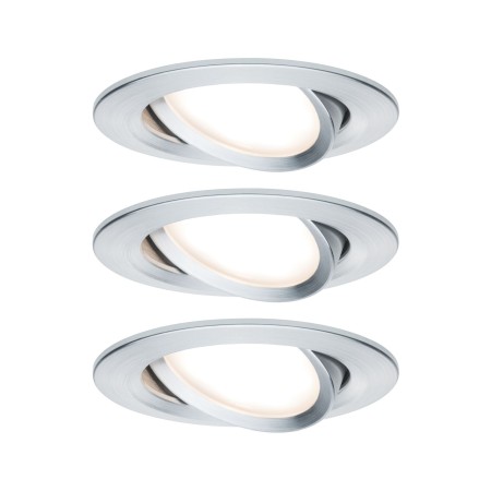 Spoturi incastrabile - Set spoturi încastrabile Nova rotunde, orientabile LED IP44 3x6,5W 230V GU10 51mm aluminiu, flux luminos variabil în 3 pași