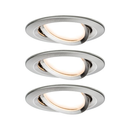 Spoturi incastrabile - Set spoturi încastrabile Nova rotunde, orientabile LED IP44 3x6,5W 230V GU10 51mm metal mat, flux luminos variabil în 3 pași