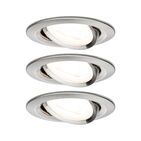 Spoturi incastrabile - Set spoturi încastrabile Nova rotunde, orientabile, LED 3x6,5W 2700K 230V GU10 51mm metal mat
