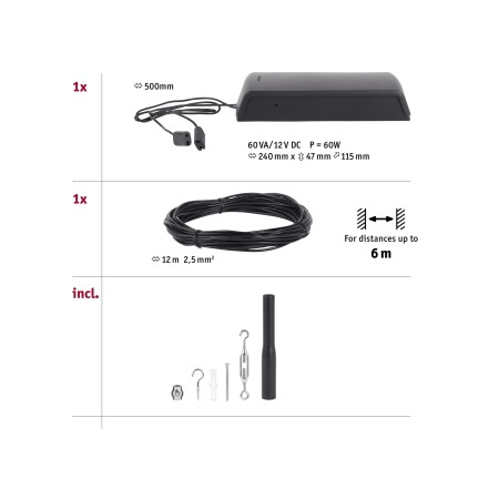 Set spoturi pe cablu Basic LED max. 60W   230/12V negru mat [2]