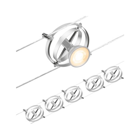 Iluminat pe cabluri - Set spoturi pe cablu Cardan Basic GU5,3, max. 5x10W, 230/12V, crom mat