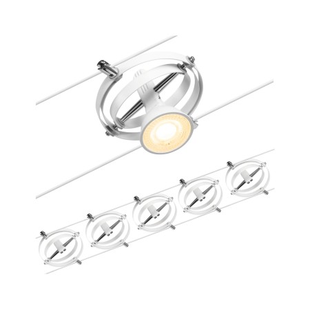 Seturi si spoturi pe cablu 12V DC - Set spoturi pe cablu Cardan Basic GU5,3, max. 5x10W, 230/12V, alb mat-crom