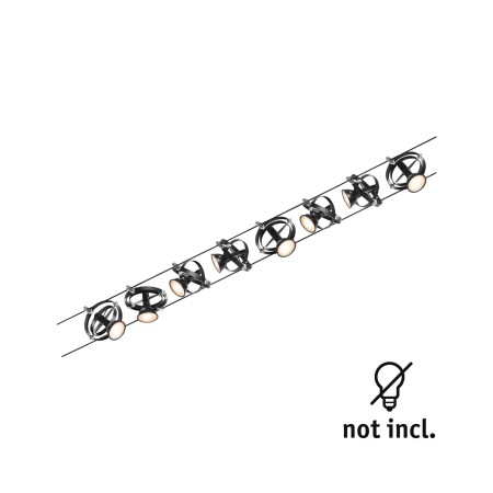 Set spoturi pe cablu Cardan Basic GU5,3, max. 8x7,5W, 230/12V, negru mat-crom [1]