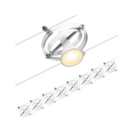 Seturi si spoturi pe cablu 12V DC - Set spoturi pe cablu Cardan Basic GU5,3, max. 8x7,5W, 230/12V, alb mat-crom