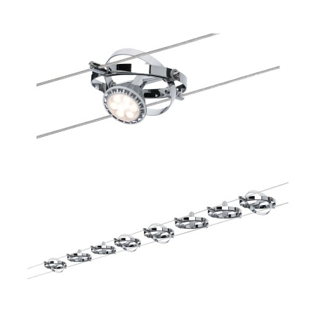 Seturi si spoturi pe cablu - Set spoturi pe cablu Cardan max 8x10W GU5,3 crom mat/crom 230/12V 80VA metal