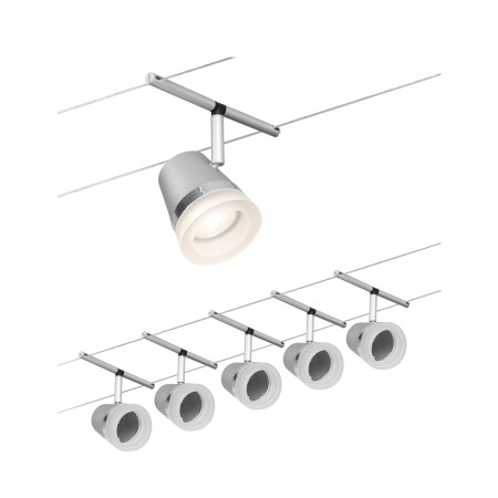 Iluminat pe cabluri - Set spoturi pe cablu Cone Basic GU5,3, max. 5x10W, 230/12V, crom mat-crom