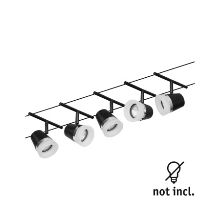 Set spoturi pe cablu Cone Basic GU5,3, max. 5x10W, 230/12V, negru mat-crom [2]