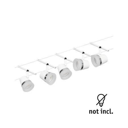 Set spoturi pe cablu Cone Basic GU5,3, max. 5x10W, 230/12V, alb mat-crom [2]