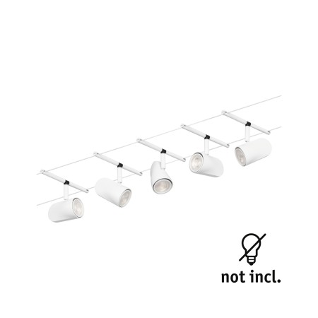 Set spoturi pe cablu Cup Basic GU5,3, max. 5x10W, 230/12V, alb mat-crom [2]