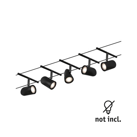 Set spoturi pe cablu Cup Basic GU5,3, max. 5x10W, 230/12V, negru mat-crom [1]