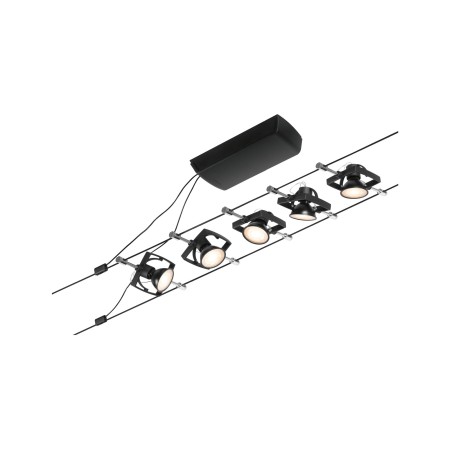 Set spoturi pe cablu Mac II GU5,3  max. 5x10W, 230/12V, negru mat-crom [1]