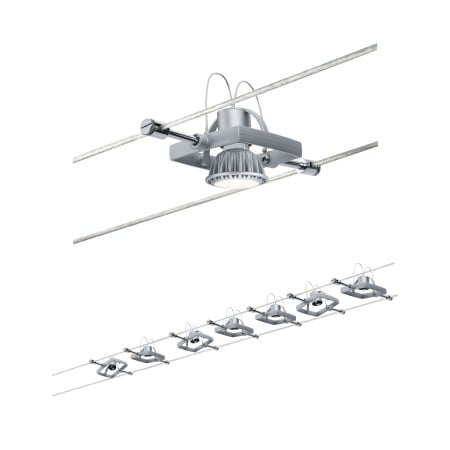 Seturi si spoturi pe cablu - Set spoturi pe cablu Mac II max 7x10W GU5,3 crom mat 230/12V 80VA metal/plastic