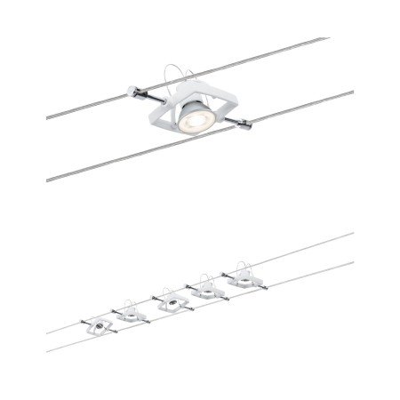 Seturi si spoturi pe cablu - Set spoturi pe cablu MacII max 5x10W GU5,3 alb 230/12V 60VA metal