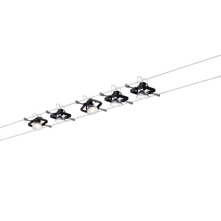 Set spoturi pe cablu MacII max 5x10W GU5,3 negru mat 230/12V metal/plastic [3]