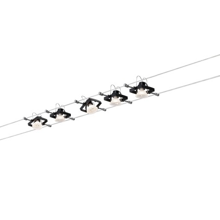 Set spoturi pe cablu MacII max 5x10W GU5,3 negru mat 230/12V metal/plastic [2]