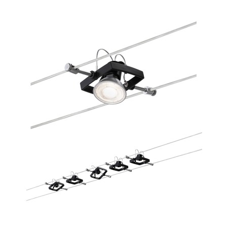 Seturi si spoturi pe cablu - Set spoturi pe cablu MacII max 5x10W GU5,3 negru mat 230/12V metal/plastic