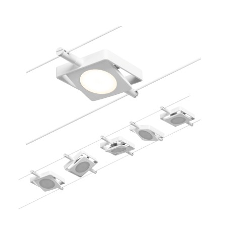 Seturi si spoturi pe cablu 12V DC - Set spoturi pe cablu MacLED 5x450lm 5x4,5W 3000K  230/12V alb-crom