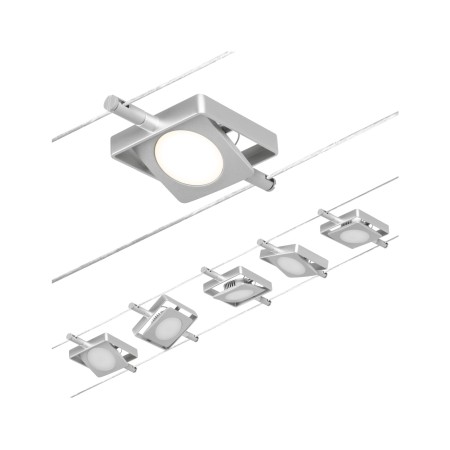 Seturi si spoturi pe cablu 12V DC - Set spoturi pe cablu MacLED 5x450lm 5x4,5W 3000K  230/12V crom mat-crom