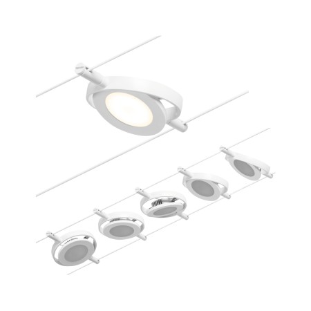 Seturi si spoturi pe cablu 12V DC - Set spoturi pe cablu RoundMac LED 5x450lm 5x4,5W 3000K  230/12V alb-crom