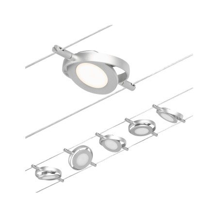 Seturi si spoturi pe cablu 12V DC - Set spoturi pe cablu RoundMac LED 5x450lm 5x4,5W 3000K  230/12V crom mat-crom