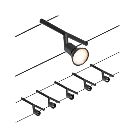 Iluminat pe cabluri - Set spoturi pe cablu Salt Basic GU5,3, max. 5x10W, 230/12V, negru mat-crom