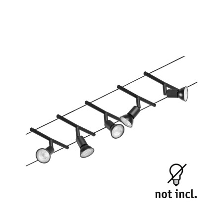 Set spoturi pe cablu Salt Basic GU5,3, max. 5x10W, 230/12V, negru mat-crom [2]