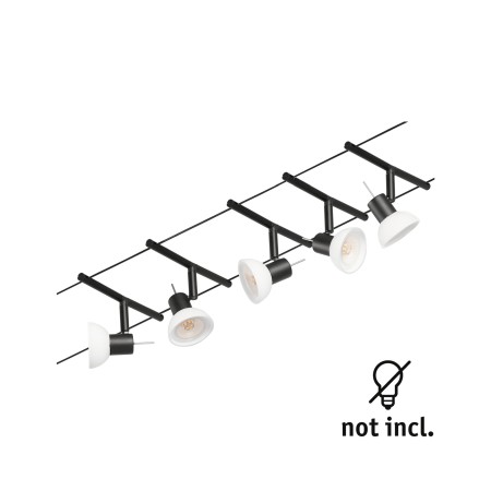 Set spoturi pe cablu Sheela Basic GU5,3, max. 5x10W, 230/12V, negru mat-crom [2]