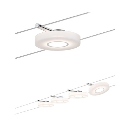 Seturi si spoturi pe cablu - Set spoturi pe cablu SmartHome BLE DiscLED I 4x4W Satin 230V/12VA DC 36VA cu modificarea temperaturii de culoare