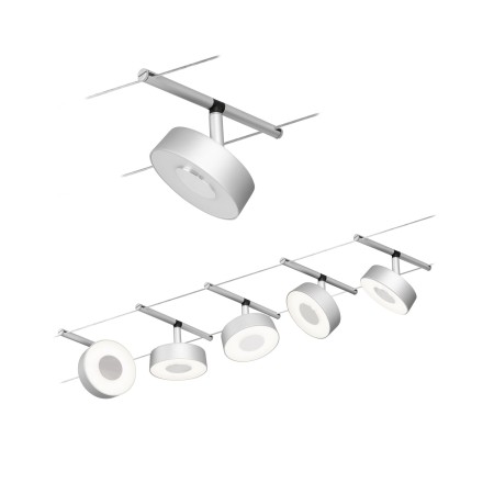 Iluminat pe cabluri - Set spoturi pe cabluri Circle LED 5x400lm 5x5W 3000K  230/12V crom mat-crom
