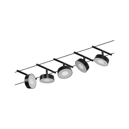 Set spoturi pe cabluri Circle LED 5x400lm 5x5W 3000K  230/12V negru mat-crom [2]
