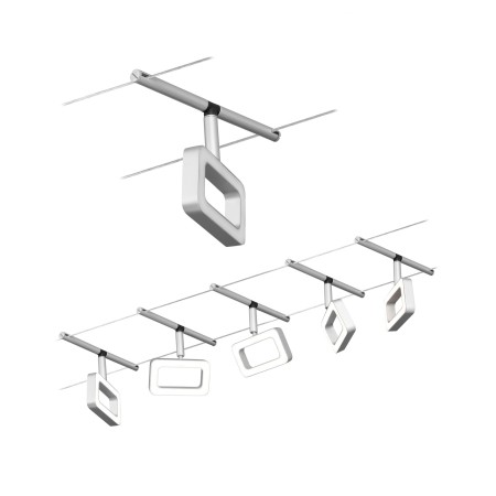 Iluminat pe cabluri - Set spoturi pe cabluri Frame LED 5x400lm 5x4,8W 3000K  230/12V crom mat-crom