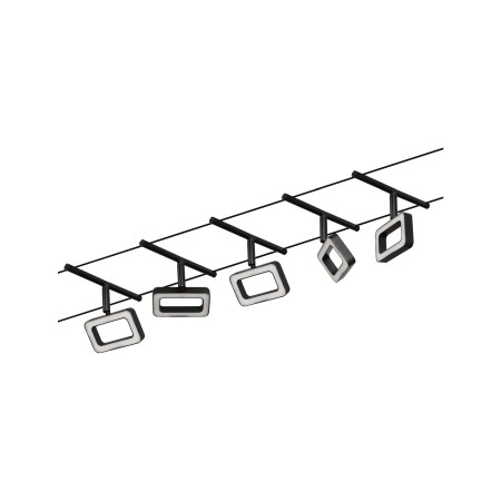 Set spoturi pe cabluri Frame LED 5x400lm 5x4,8W 3000K  230/12V negru mat-crom [2]