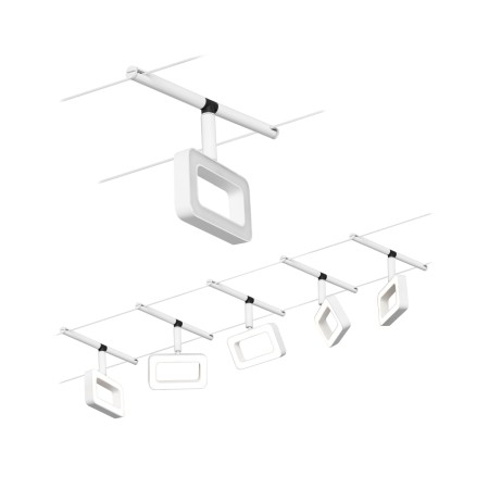 Seturi si spoturi pe cablu 12V DC - Set spoturi pe cabluri Frame LED 5x400lm 5x4,8W 3000K  230/12V alb mat-crom