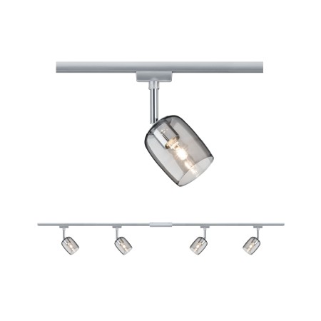 Spoturi - Set spoturi URail Blossom 4x max.10W G9 crom mat/crom/sticlă afumată 230V metal/plastic