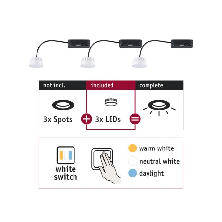 Set 3 module Coin pentru spoturi Choose LED 3x6,5W 620lm 2700K 51mm plastic, temperatură de culoare variabilă [4]