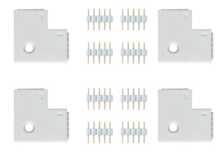 Accesorii - Set 4 conectori MaxLED Edge 90°, alb