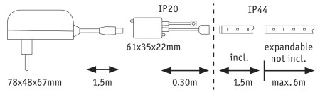 Set bandă MaxLED 250 bază 1,5m, protecție IP44, 5,3W 230/24V cu temperatură de culoare variabilă [4]