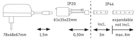 Set bandă MaxLED 250 bază 3m, protecție IP44 11,5W 230/24V cu temperatură de culoare variabilă [5]