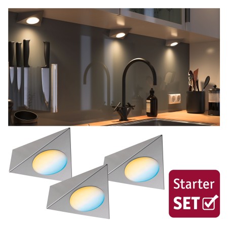 Spoturi - Set de bază Clever Connect Trigo 3x2W 12W 2700-6500K 12V, crom mat, cu temperatură de culoare variabilă