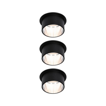 Iluminare decorativă - Set spoturi încastrabile Gil Coin 3x6,5W negru/metal mat, cu flux luminos variabil în trei pași