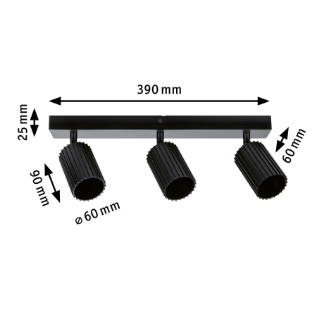 Șild Lirena, GU10, max. 3x10W, negru mat, metal [3]
