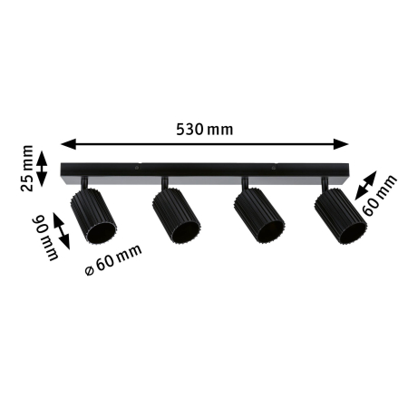 Șild Lirena, GU10, max. 4x10W, negru mat, metal [1]