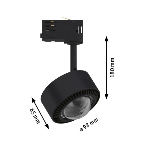 Spot Aldan LED pentru șină Paulmann ProRail3, 533.8lm, 8W, 4000K, cu flux luminos variabil, 230V, negru-crom [5]