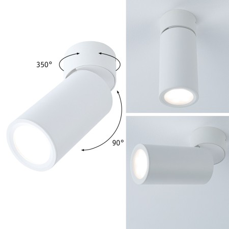 Decorative - Spot aplicat LED Turnal, rotund, 60mm, 90° Coin 6W, 2700K, alb mat, cu flux luminos variabil în 3 pași