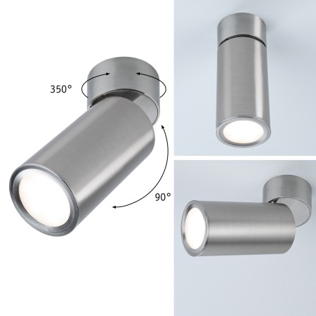 Decorative - Spot aplicat LED Turnal, rotund, 60mm, 90° Coin 6W, 2700K, metal periat, cu flux luminos variabil în 3 pași
