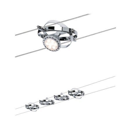 Seturi si spoturi pe cablu - Spot Cardan pe cablu max 4x10W GU5,3 crom mat/crom 230/12V 80VA metal