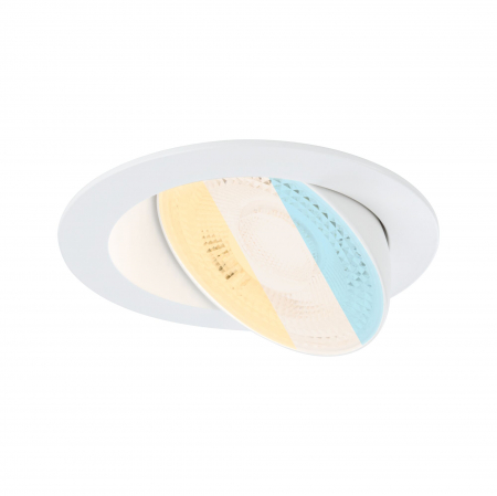 Familia Aumus - Spot încastrabil Aumus LED, rotund, 105mm, 90°,  5W, 700lm, 230V, flux luminos variabil în 3 pași, temperatură de culoare variabilă 2700 - 6500K, alb