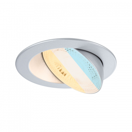 Familia Aumus - Spot încastrabil Aumus LED, rotund, 105mm, 90°,  5W, 700lm, 230V, flux luminos variabil în 3 pași, temperatură de culoare variabilă 2700 - 6500K, crom mat